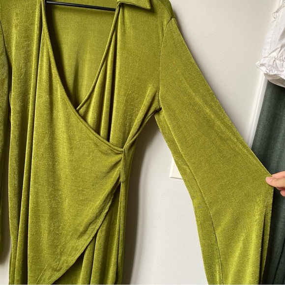 Princess Polly Moss Green Wrap Dress size US 2 - Picture 4 of 5